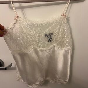 White cami top with lace top detail